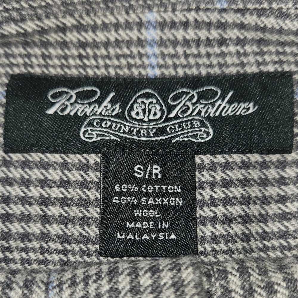 Brooks Brothers Country Club Button Down Shirt Small Saxxon Wool Blend Plaid - Picture 2 of 11